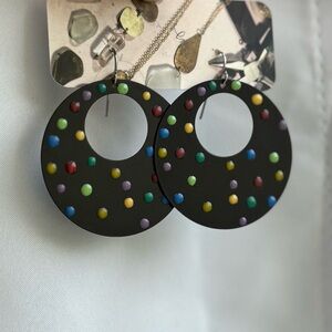 Black Colorful Polka Dot Hoop Earrings